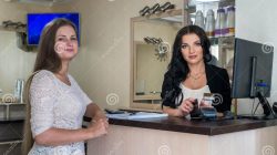 Client Paying in Beauty Salon Via Credit Card Stock Image - Image of ...